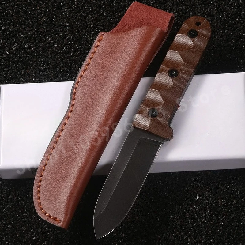 

PR4 Высокотвердость D2 Прямой нож для выживания - Противоскользящая веревочная ручка - Портативный многофункциональный нож для кемпинга, нож для инструментов