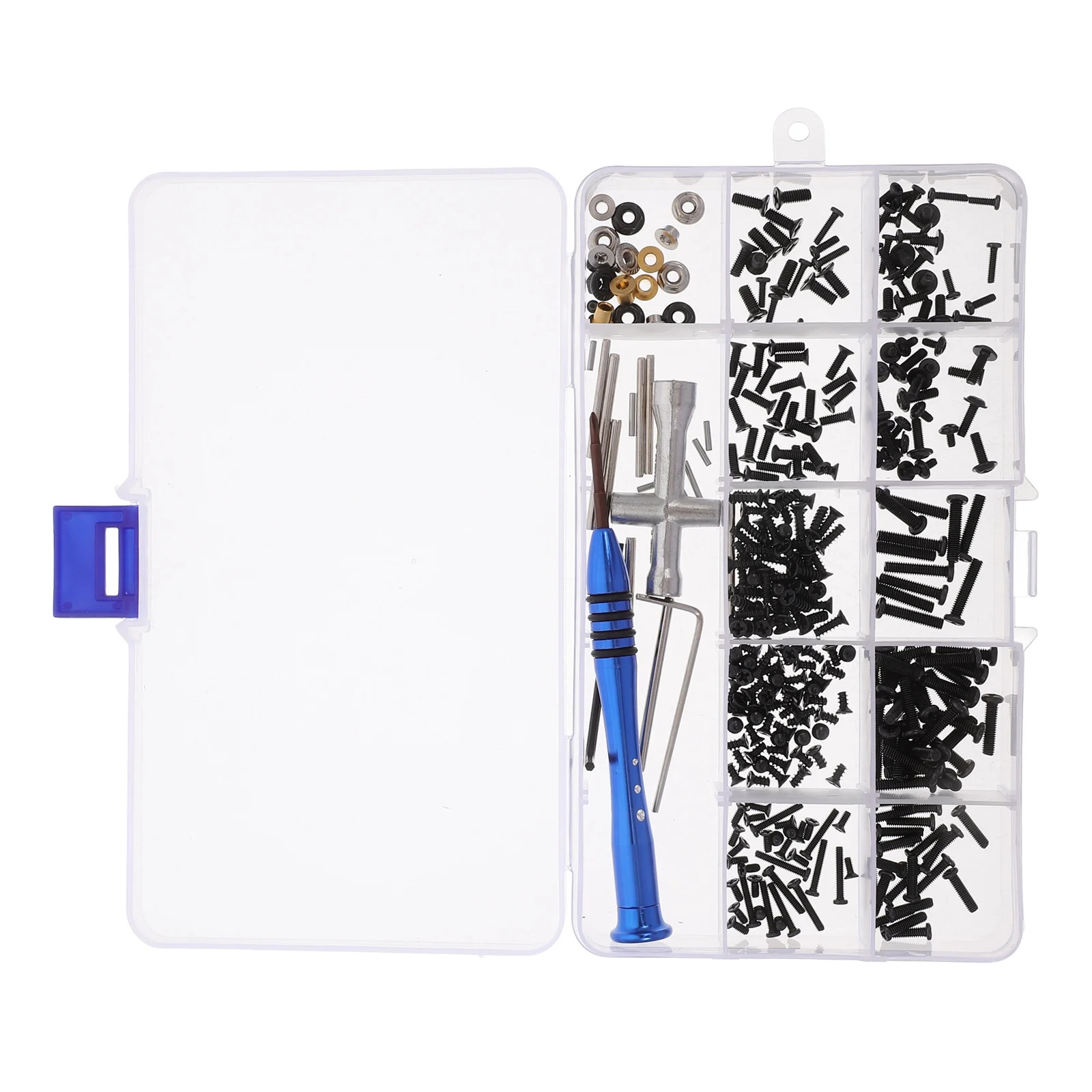 

144001 Screw Tool Kit RC Car Maintenance Repair Iron Material Nuts Bolts Screws Wrench Set Compact Storage Box Durability