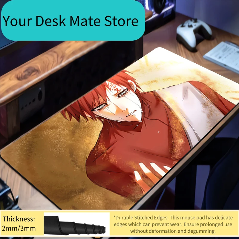 

Mousepad PC Gaming Accessories Computer Cabinet Extended Mat Non-Slip Mouse Pad Anime Keyboard Pad Office Naruto Gaara Desk Mat