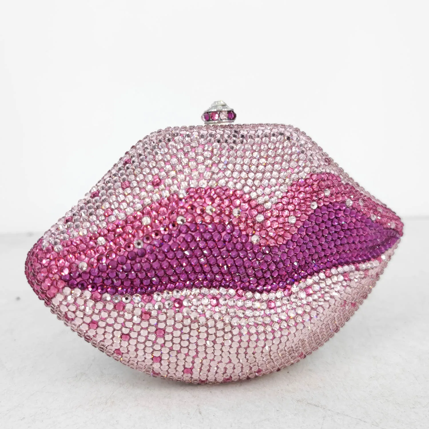 Boutique De FGG Evil Lips Women Mii Crystal Clutch Evening Bags Metal Clutches Rhinestone Wedding Party Purse and Handbags