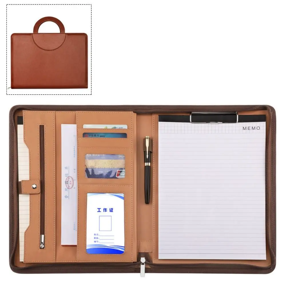 

PU Leather A4 Clipboard Folder Multifunctional Stationery Contract File Folders with a4 Notepad Portable
