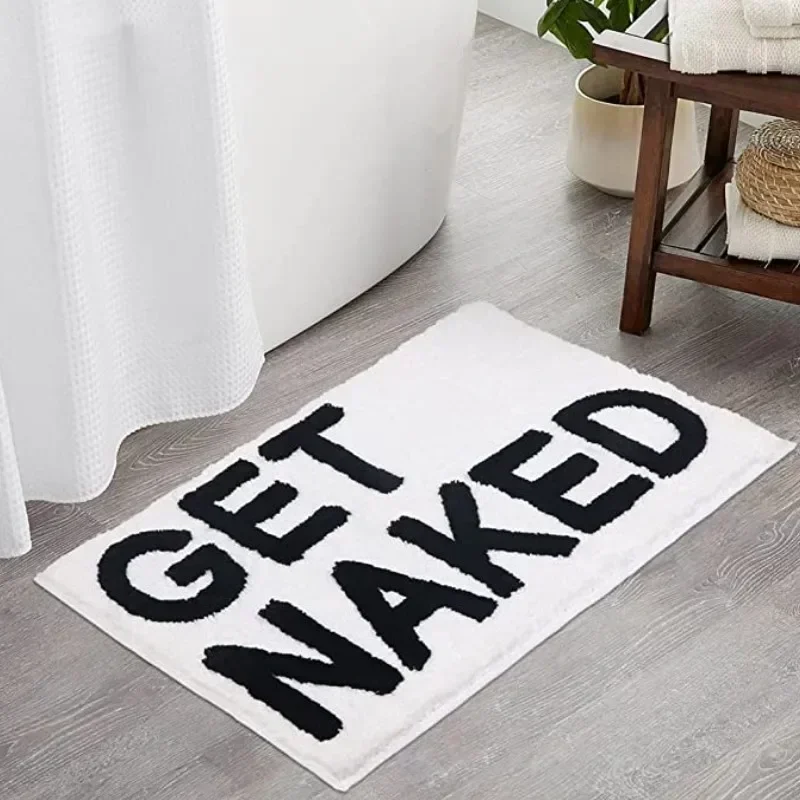 Funny Tufted Microfiber Black White Get Naked Bath Rug 50x80cm Non-Slip Thick Shaggy Large Toilet Bathroom Mat коврик для ванной