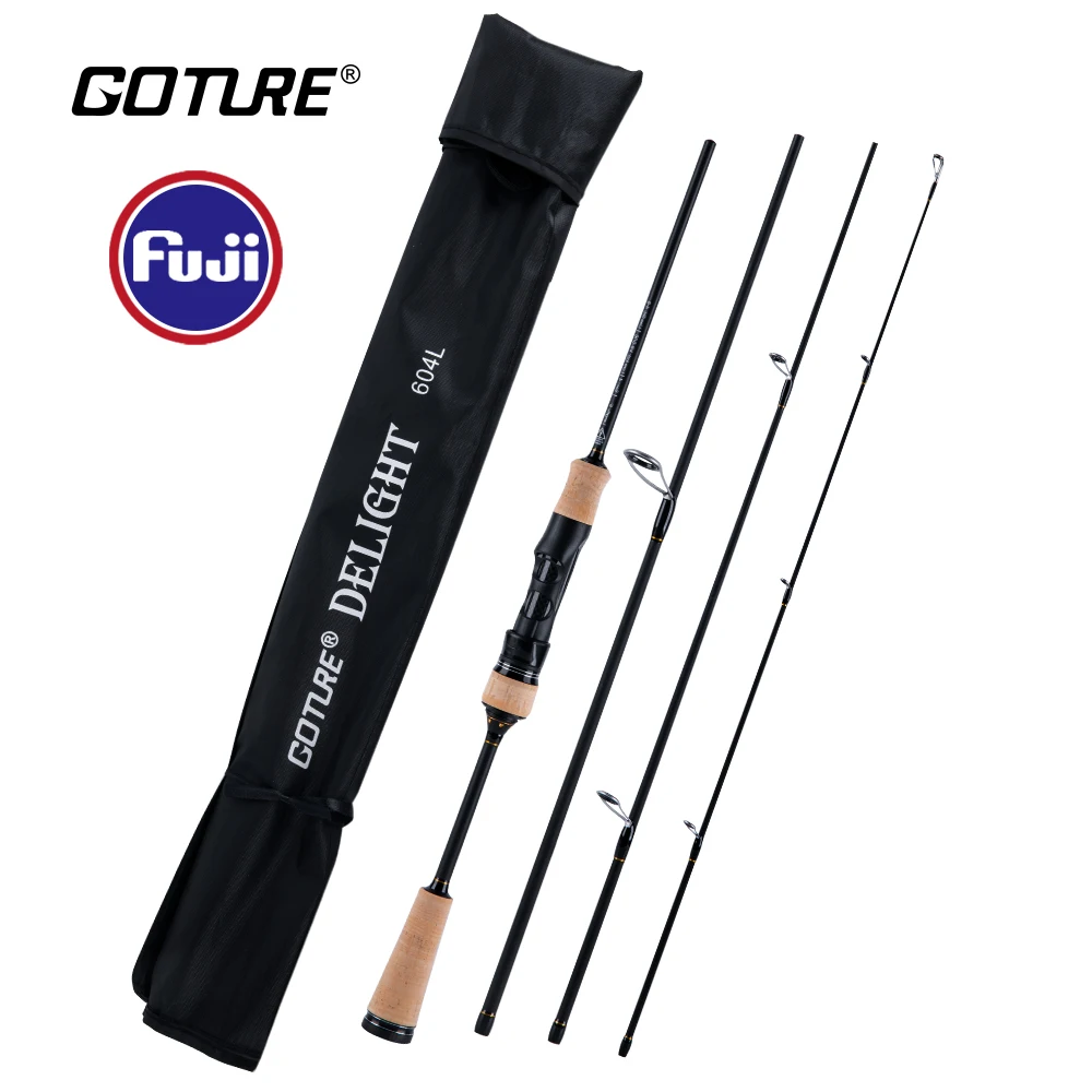 

Goture DELIGHT All Fuji Guide Ring Fishing Rod L/UL/M/MH Power Spinning Casting Rod 1.8M 1.98M UltraLight Wooden Handle Pole