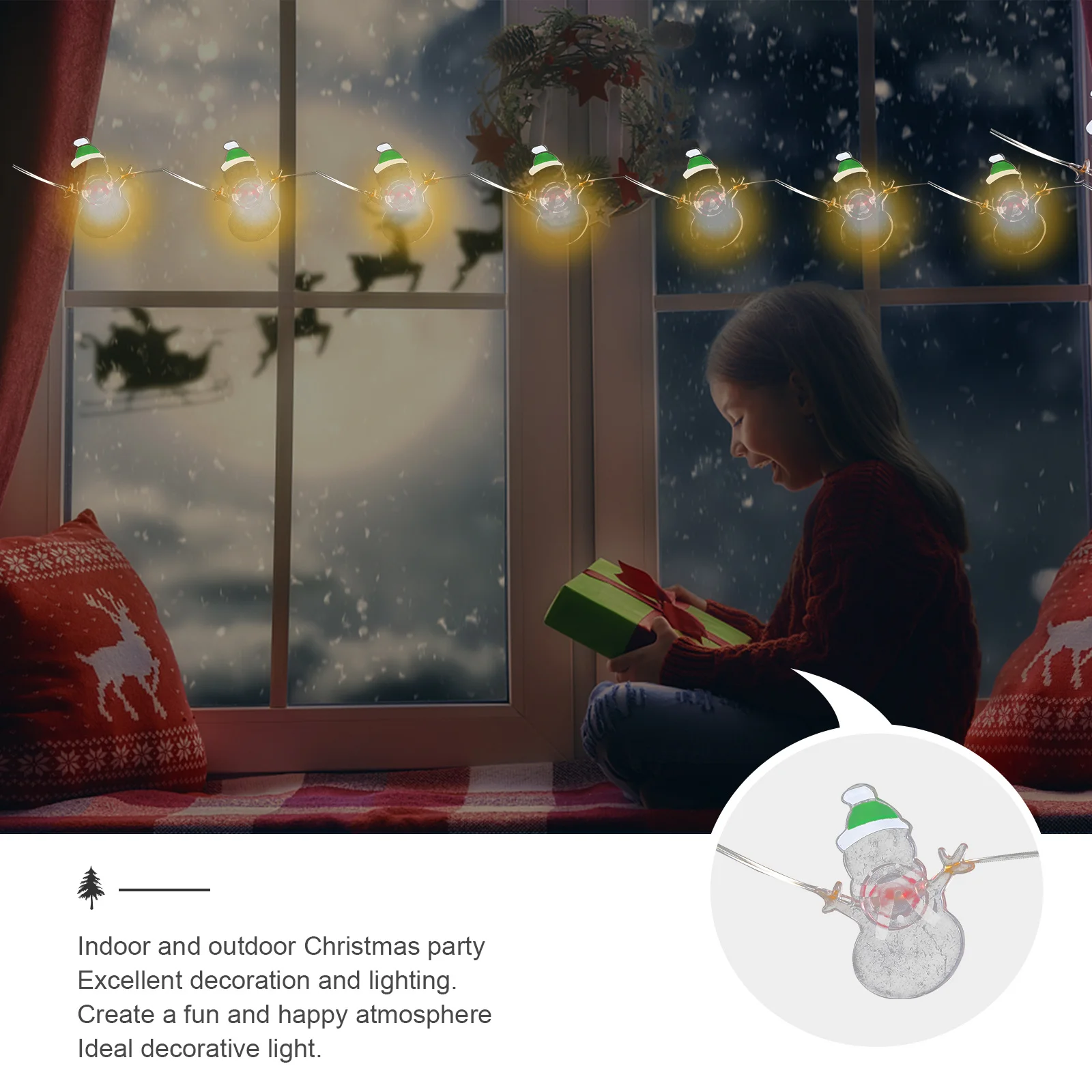

1Pcs Christmas String Lights Snowman 2m Powered Low Voltage LED Warm Light Decorative Christmas Party Decor Lamp