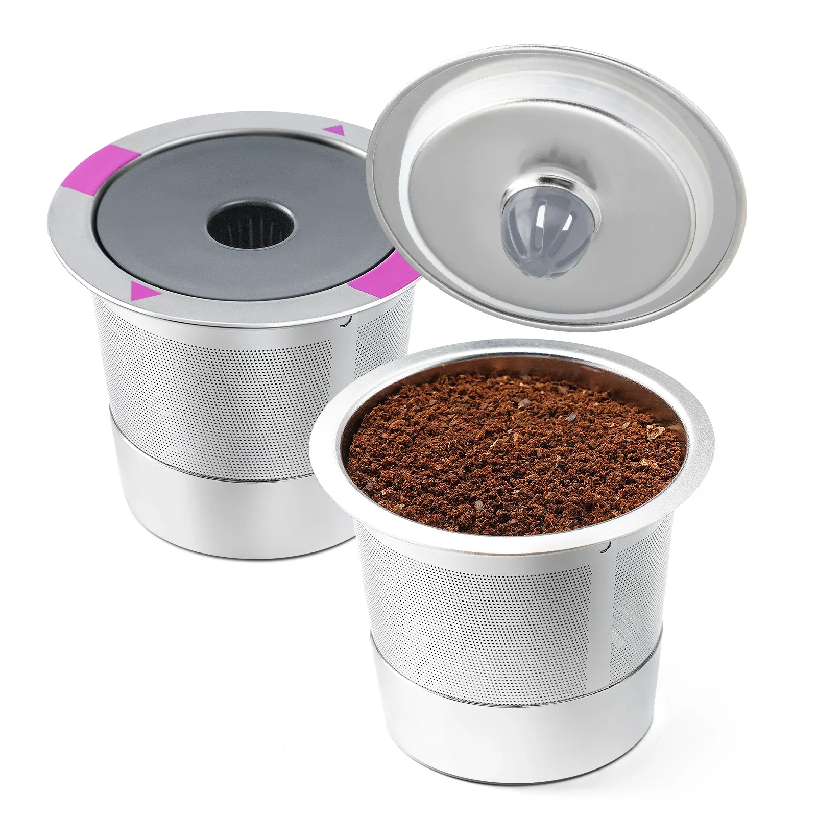 Reusable Stainless Steel K Cup Coffee Filters Round OEM&ODM Home Use Refillable Filters for K Coffee Machine Single Box Packing