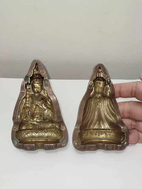 11CM Tibet Guru Rinpoche Tsa tsa Mould Copper Statue