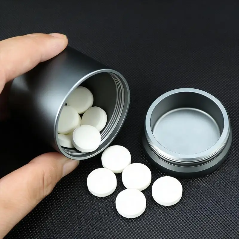 

Карманный чехол для таблеток, водостойкая коробка для таблеток из алюминиевого сплава, портативное уплотнение, бутылки для для