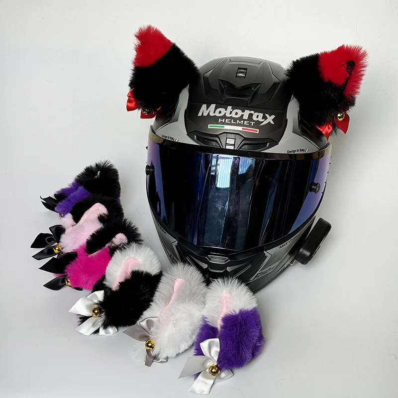 

Helmet Cat's ears (Steamed cat-ear shaped bread) plush with bell motorcycle personality accessories bear ears pure decoration