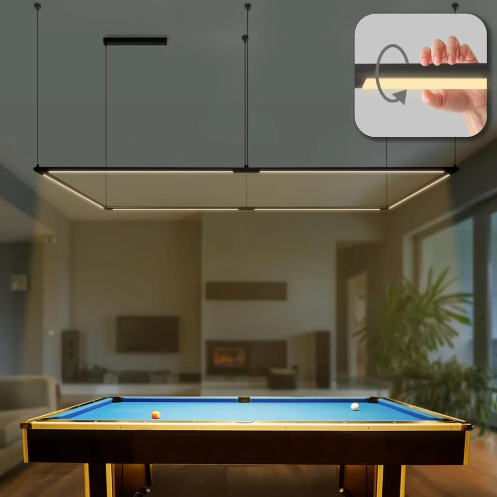 

LED Billiard & Pool Table Light, Adjustable Height & 360° Rotatable Light Angle - Bright White 3000K (49.6 x 98.5 inch)