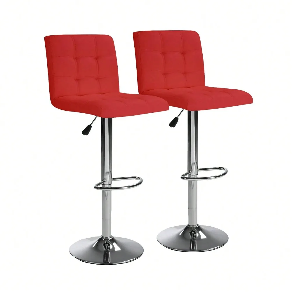 

Bar Stools 1 Set of 2, Counter Height Bar Stools, Square Cushion Bar Stools with Back, Footstool, Cafe, Red, 2 pieces