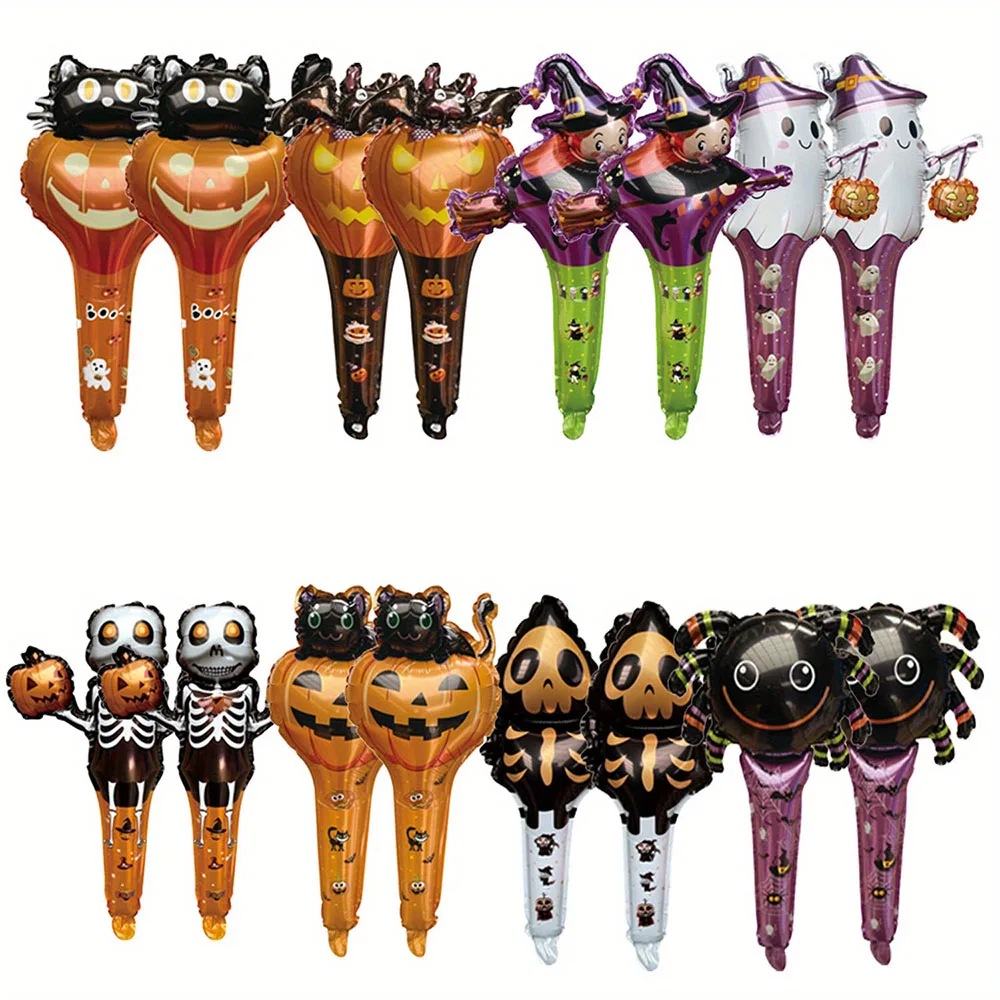 32/16/8pcs Halloween Balloon Pumpkin Vampire Ghost Foil Balloon Kid Gifts Handheld Strike Balloon Halloween Party Decoration