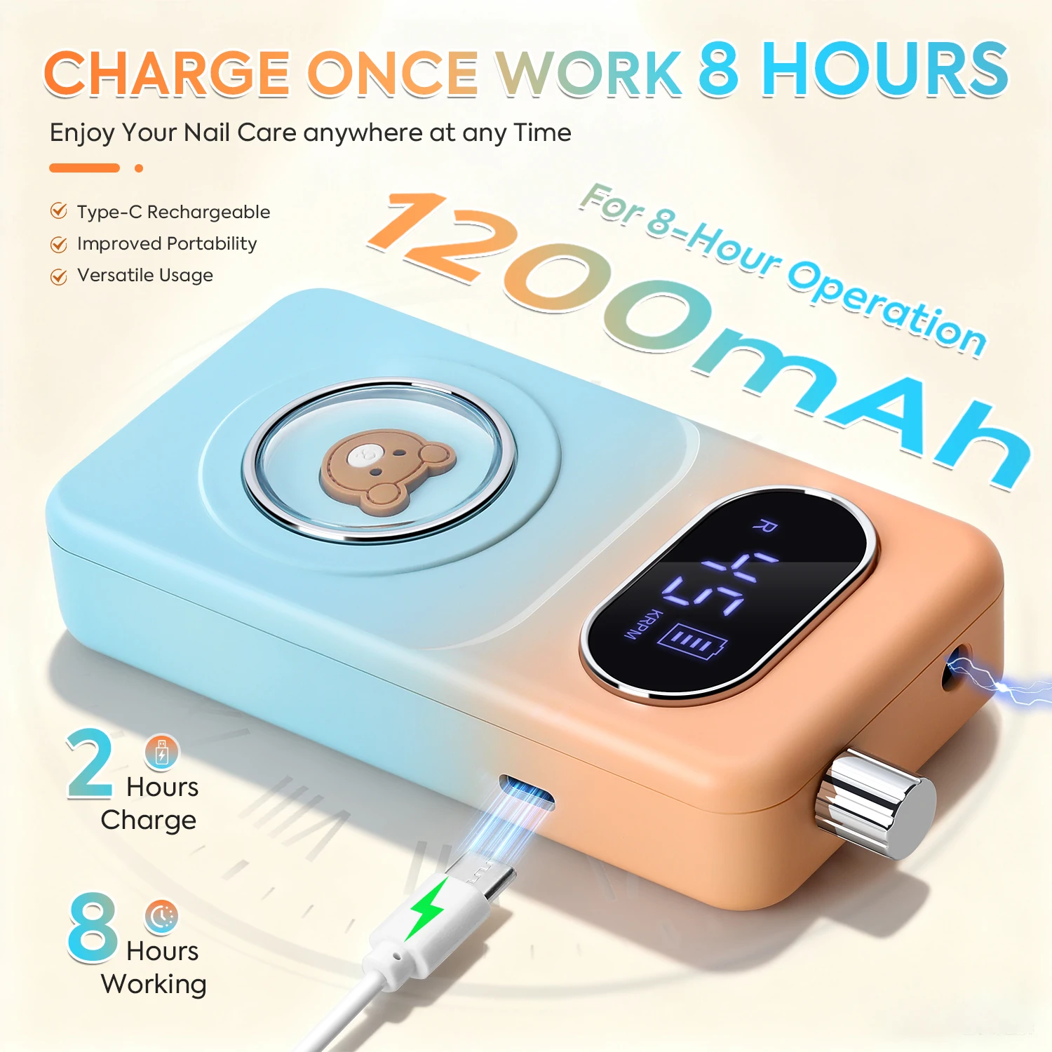 Perceuse à ongles électrique professionnelle Rechargeable, 45000 tr/min, lime à ongles Portable sans fil pour enlever les ongles en Gel acrylique