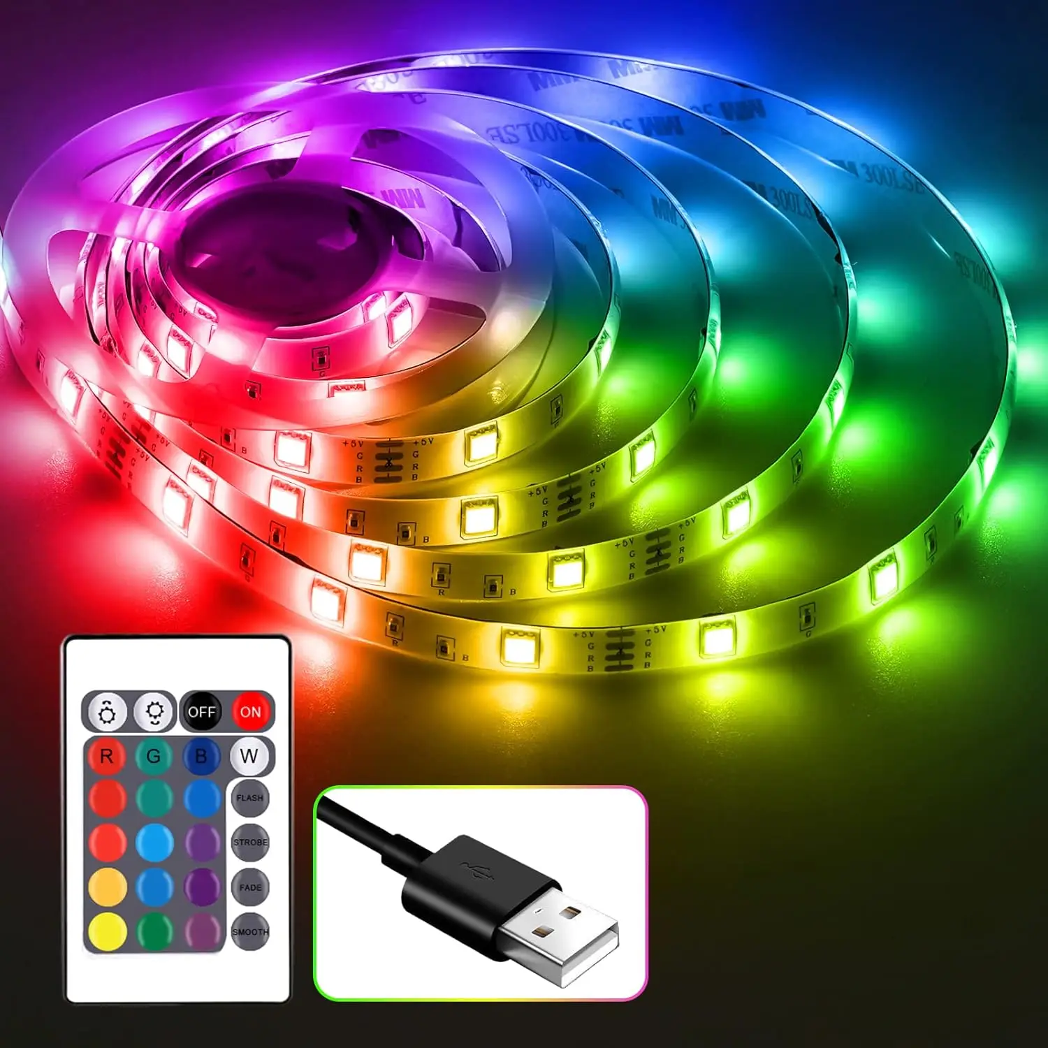 Taśma LED z USB, pasek RGB 5V podświetlenie LED, pasek USB zmieniający kolor, światło LED do telewizora, PC, Monitor, lustro, szafa domowa