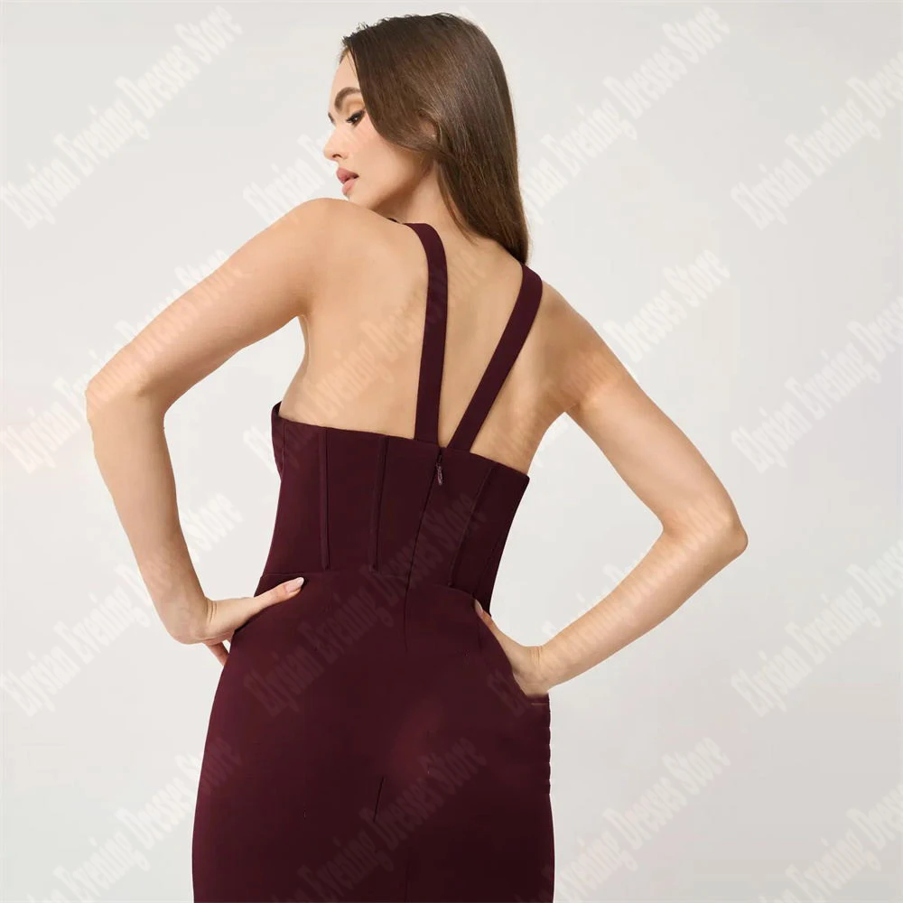 Vestidos De Noche De sirena para mujer, Vestidos De fiesta De graduación ajustados, superficie De satén liso, abertura lateral, Simple, nuevo