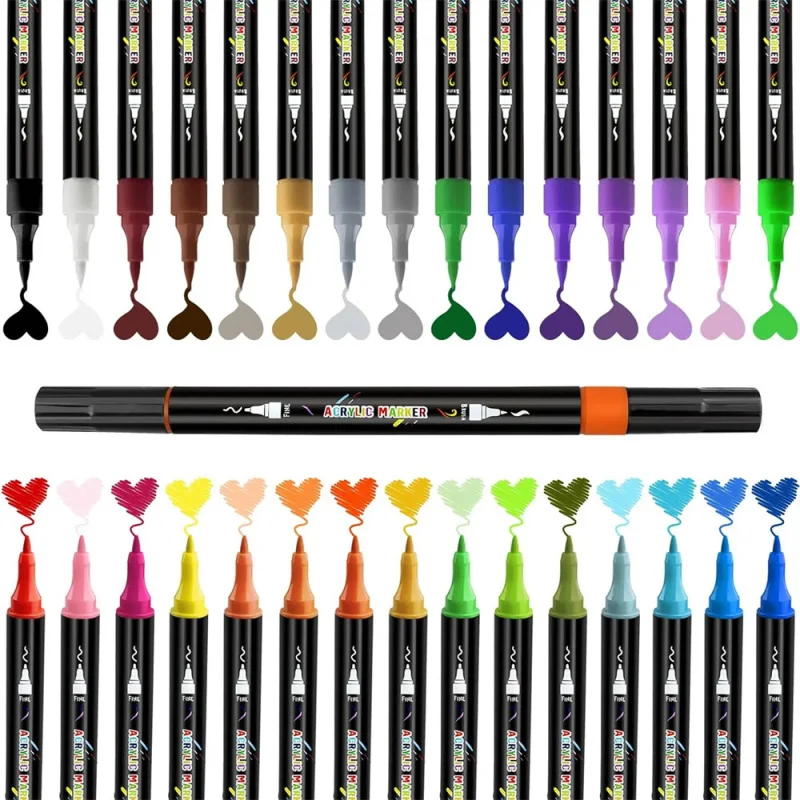 30-72 Colors Double Head Acrylic Markers Pen Set Art for Painting Kid Chirldren Water-proof Student Scholl Supplies Stationery