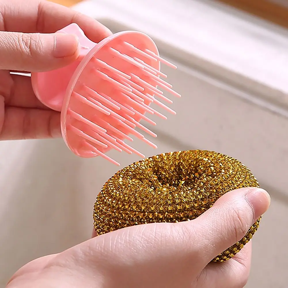 with Handle Cleaning Ball Oil Removal Non-stick Oil Pot Cleaning Brushes Kitchen Accessory Dish Washing Tool for Housekeeping