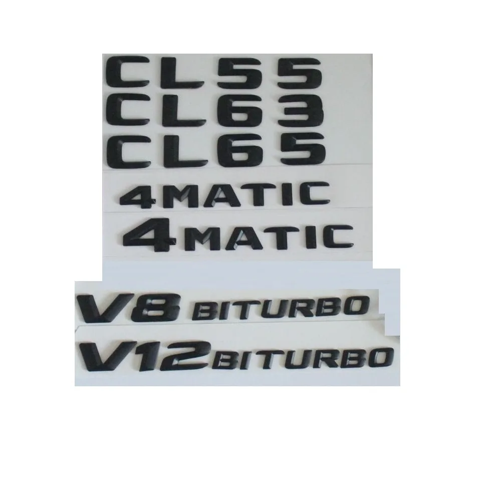 

3D Matt Black Trunk Letters Emblems Badges Sticker for Mercedes Benz CL55 CL63 CL65 V8 V12 BITURBO AMG 4MATIC