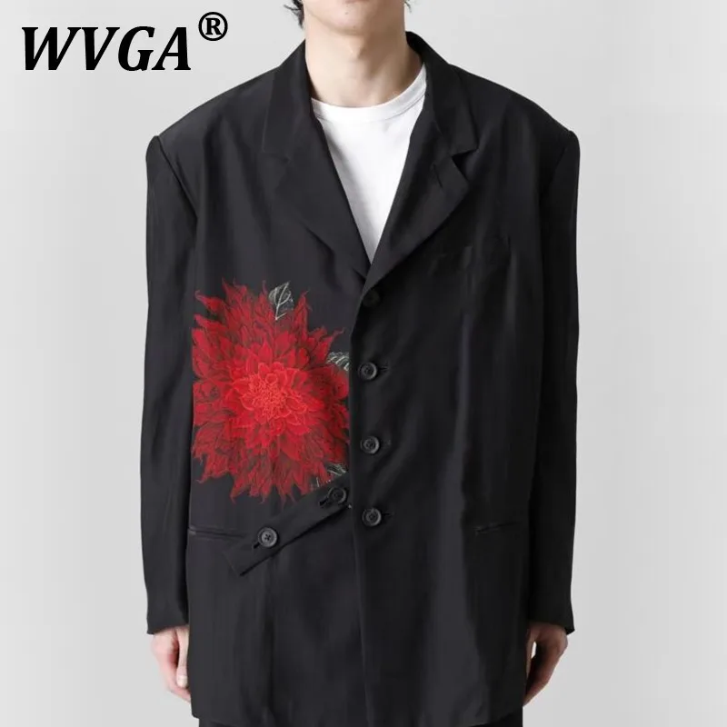 

WVGA Spring Autumn New Men's High Street Printed Flower Design Fashion Long Sleeve Blazer Niche Chic Casual Suit-Coats Ins W9646