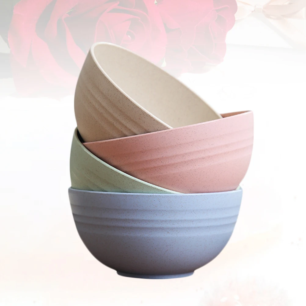 

4 Pcs Straw Round Bowl Bowls Lightweight Round Food Salad Pasta Mixing Home Kitchen Bar Hotel Restaurant