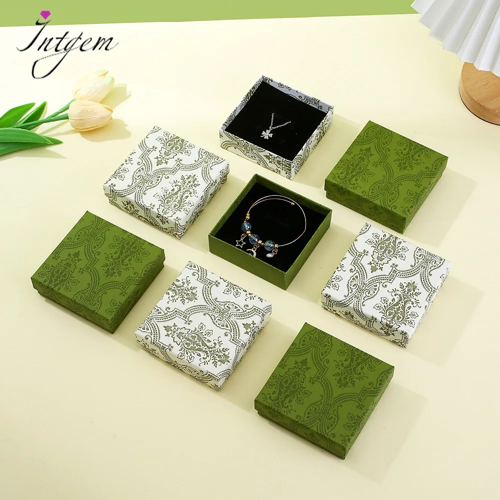 

Bow Gift Box for Cardboard Jewelry Ring Necklace Bracelets Earring Gift Packaging Boxes with Sponge Inside Rectangle