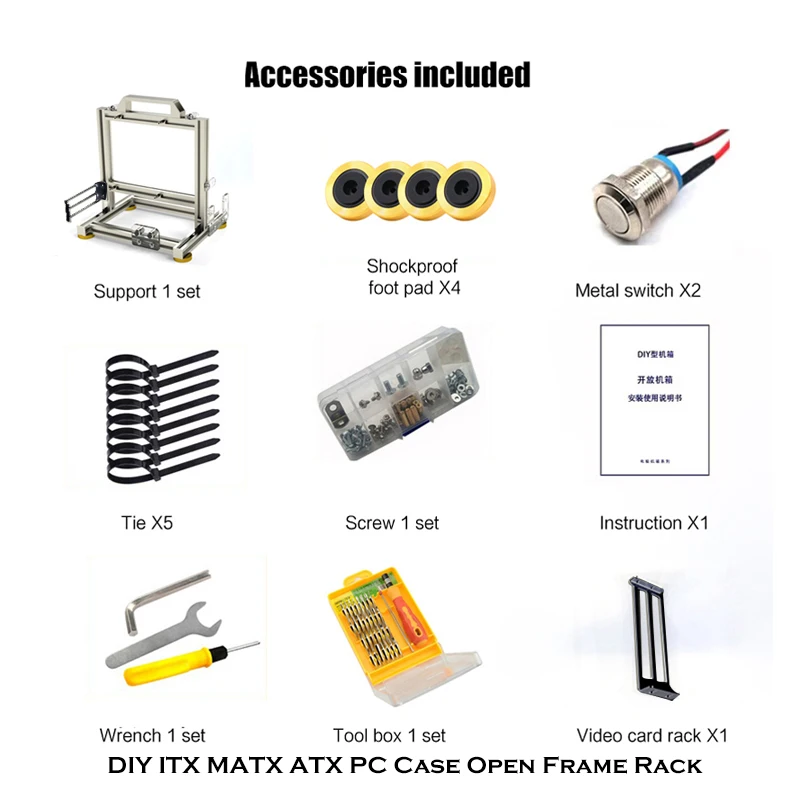 MOD Gamer Cabinet,DIY ITX MATX ATX PC Case Open Frame Rack, Watercooler Desktop Computer Gaming Chassis Vertical Personality