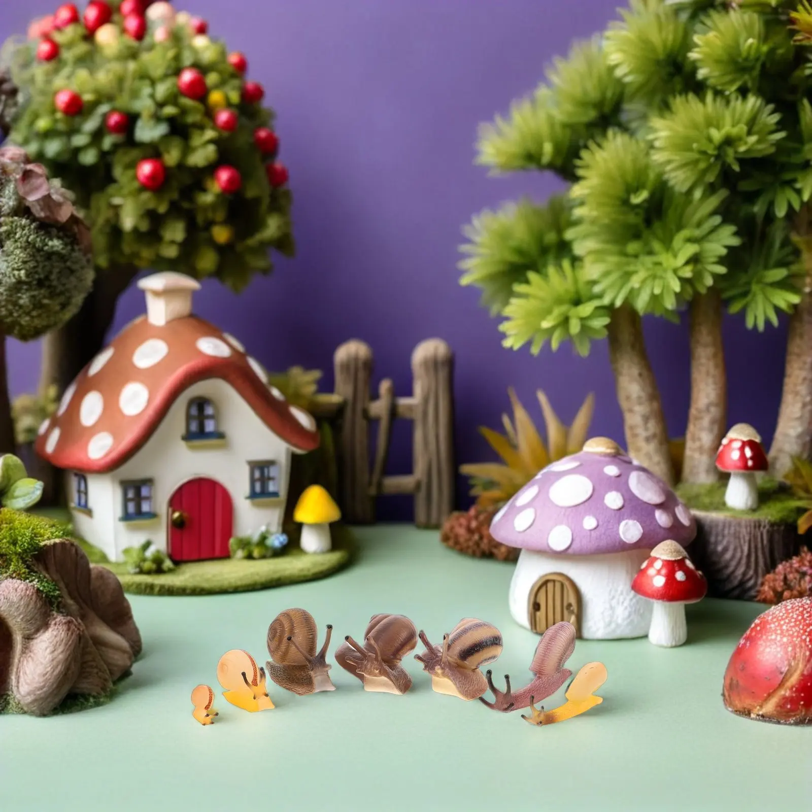 

Набор из 7 миниатюрных фигурок улиток для детского творчества, интерактивные игрушки-животные, украшения для сада и бонсай