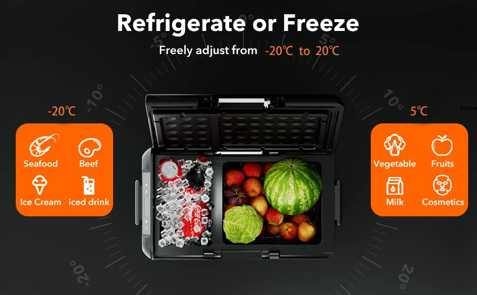 TULX 25L Car Refrigerator Cooler Car Fridge Portable Dual Zone Refrigerator Car Fridge Freezer
