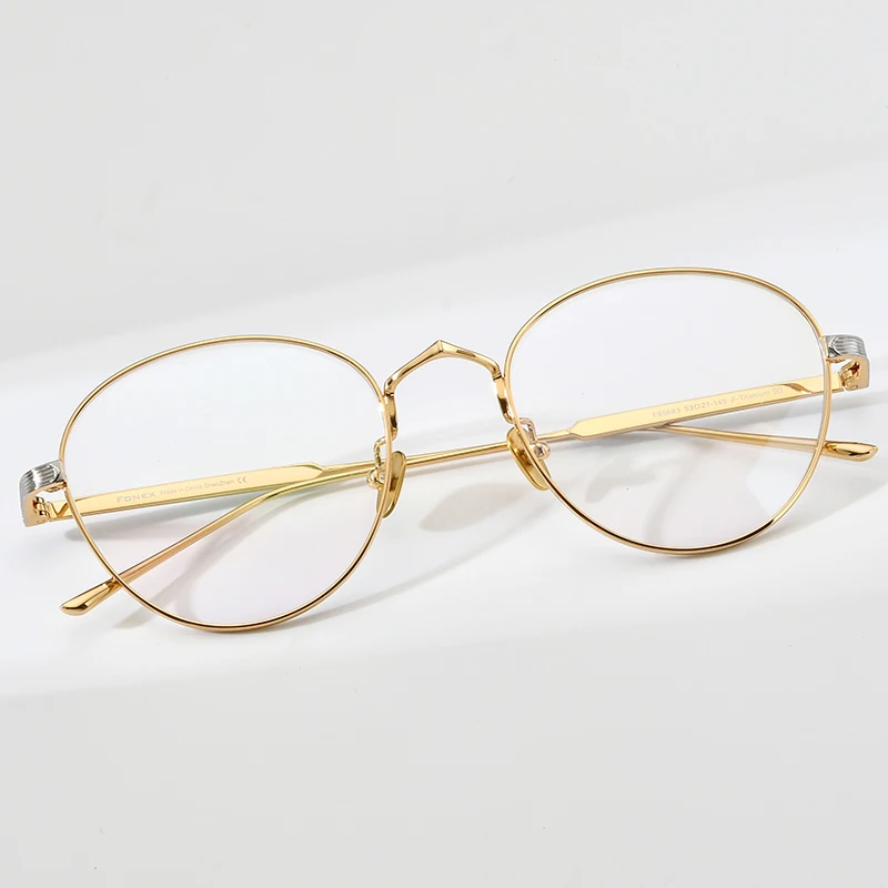 FONEX Titanium Glasses Frame Women 2024 Retro Round Eyeglasses Men Vintage Ultralight Eyewear F85683