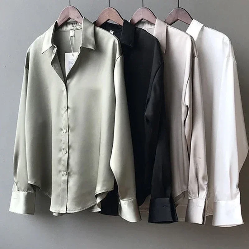 Spring New Temperament Button Blouses Female Long Sleeve Loose Solid Color Youth Shirts Simplicity Korean Fashion Women Clothing