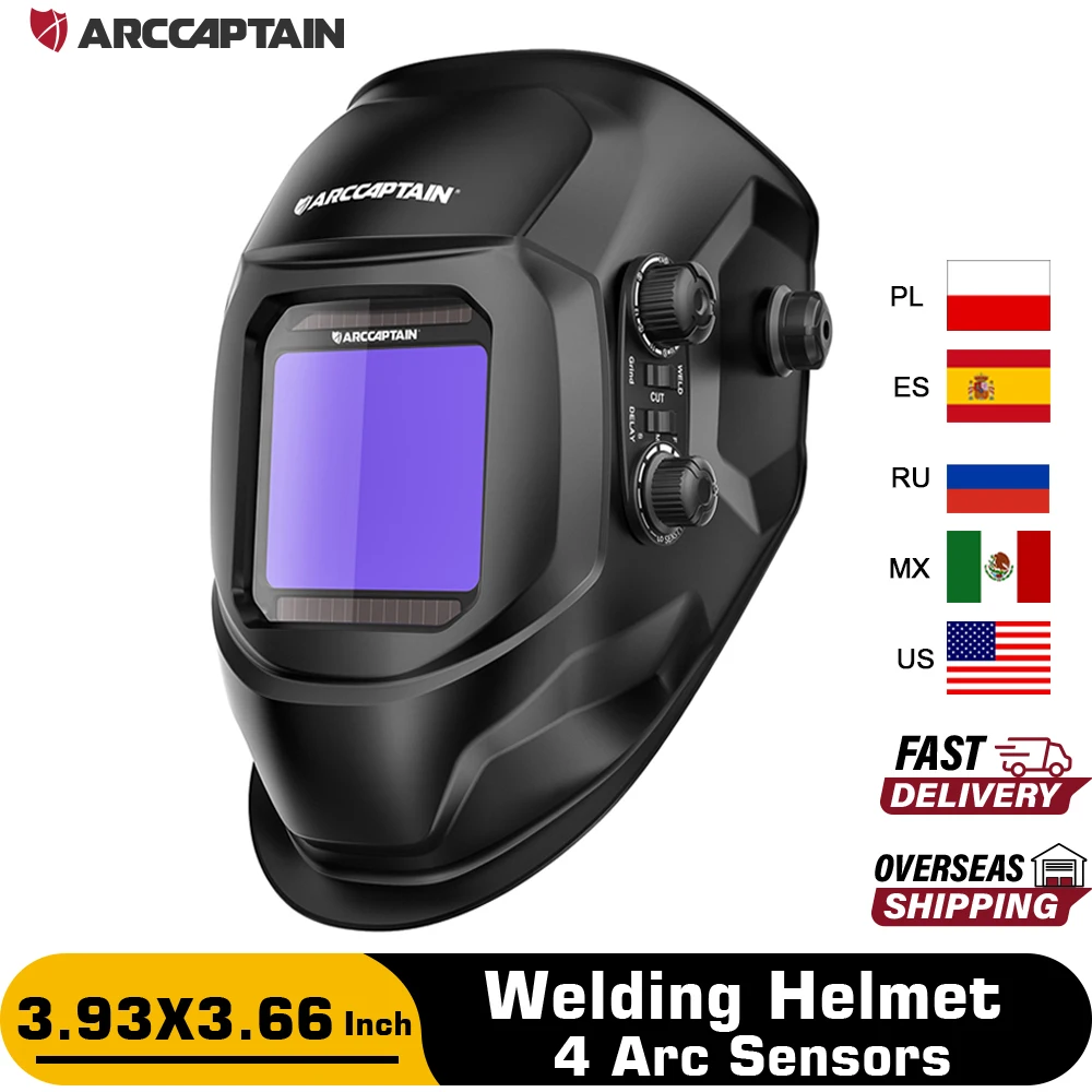 ARCCAPTAIN Welding Mask MIG MAG TIG Welding Helmet Face Cap Solar Cell Powered Auto Darkening Welding Helmet Welding Mask