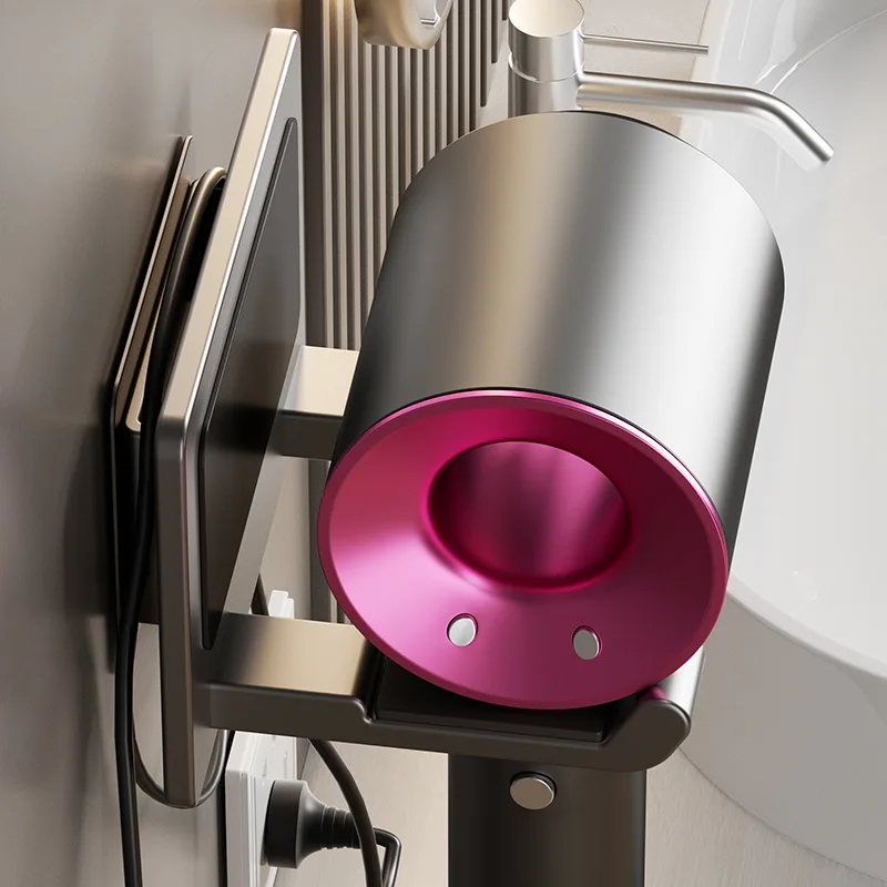 رف تخزين مجفف الشعر دون اللكم، شماعة مجفف الشعر في الحمام، رف تخزين متعدد الوظائف #2