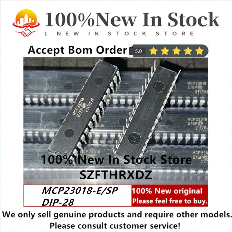 100% NEW ORIGINAL MCP23018-E/SP DIP-28 MCP23018-E/SO SOP-28 MCP23018-E/SS SSOP-24 MCP23018-E/MJ QFN-24 Interface I/O Extender