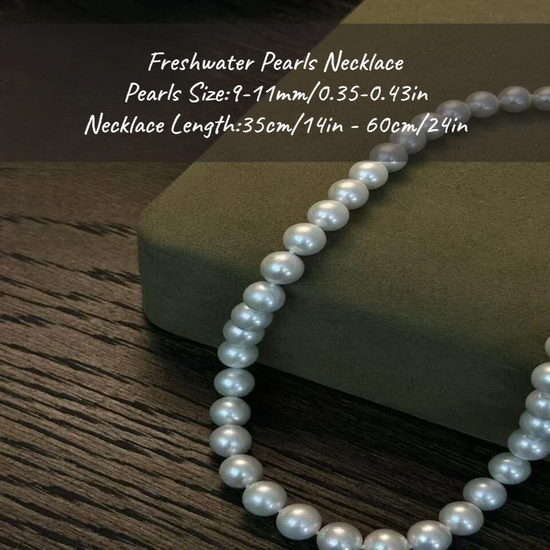 

MYSOYA White 9-11mm Edison Freshwater Pearl Necklace With Gift Box For Her/Him Birthday/Wedding/Christmas/New Year Gift