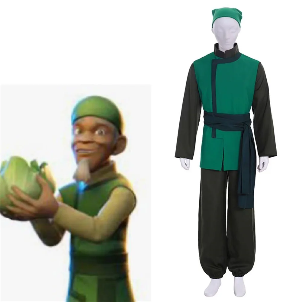 

Avatar The Last Airbender Cabbage Merchant Cosplay Costume Men Suit With Belt Hat Halloween Carnival Outfit