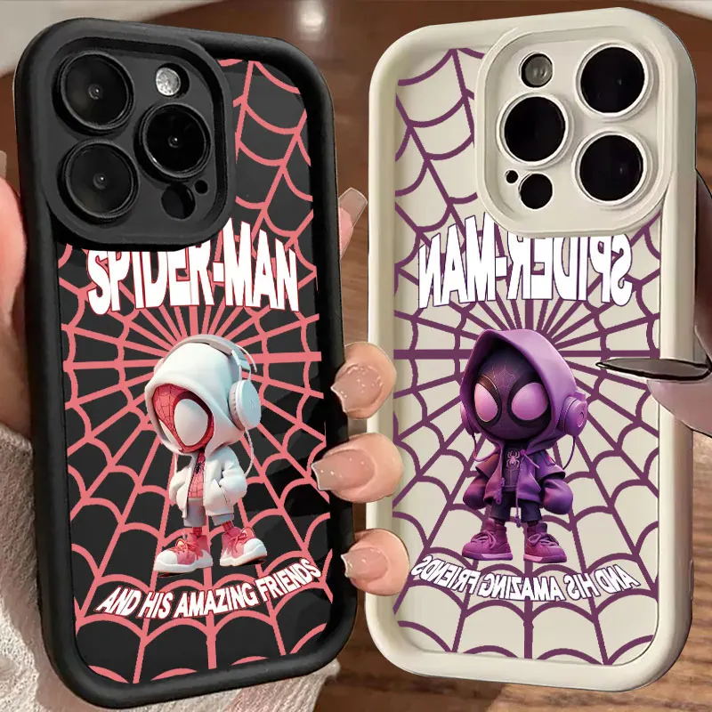 Marvel Cute Spiderman Phone Case for iPhone 16 Cases iPhone 15 14 13 12 Mini 11 Pro Max 16 Plus XS 15Pro Shockproof Back Cover