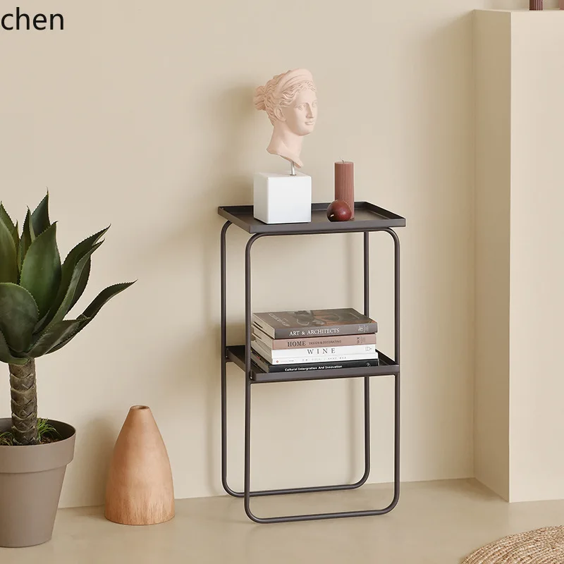 

HYS Simple Storage Rack Purple Blue Retro Iron Art Floor Storage Rack Simple Sofa Side Table