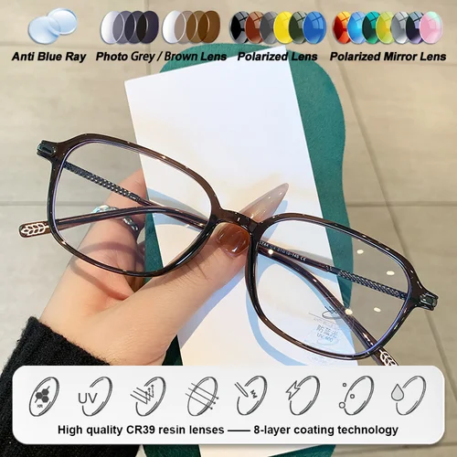 Imagen 2 del producto CLLOIO, gafas graduadas fotocromáticas cuadradas de moda para miopía para mujer, gafas de lectura ópticas multifocales con filtro de luz azul