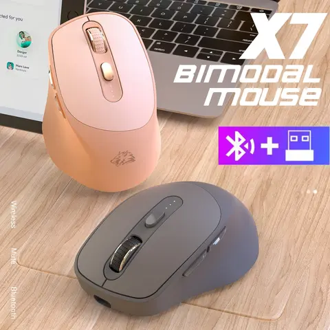 Wireless Mouse Bluetooth 2.4G USB Connection Gaming Mouse 7 Keys 4000 DPI Ergonomic Design Battery Indicator Muted Click X7
