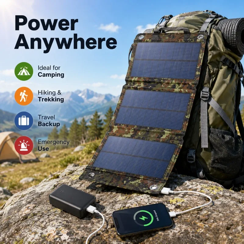 10W USB Foldable Solar Charger Portable Panel for Camping RV Backpacking Emergency Outdoor Kit Folding Portable Solar Panel Kit