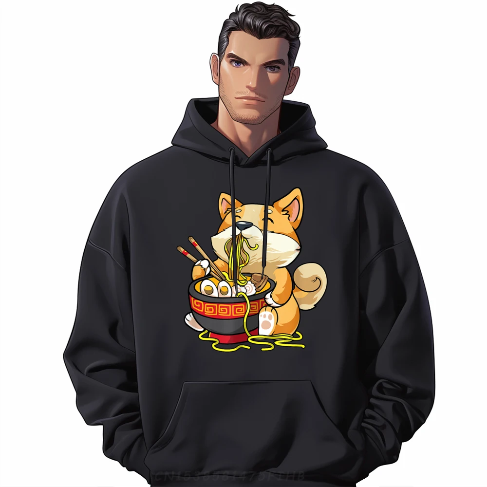 

Corgi-Dog Eating Bowl of Ramen Pho Noodle Soup Japan Kawaii Graphic Tee Polyester Fiber Mens Oversized Hoodies HOLIDAYS