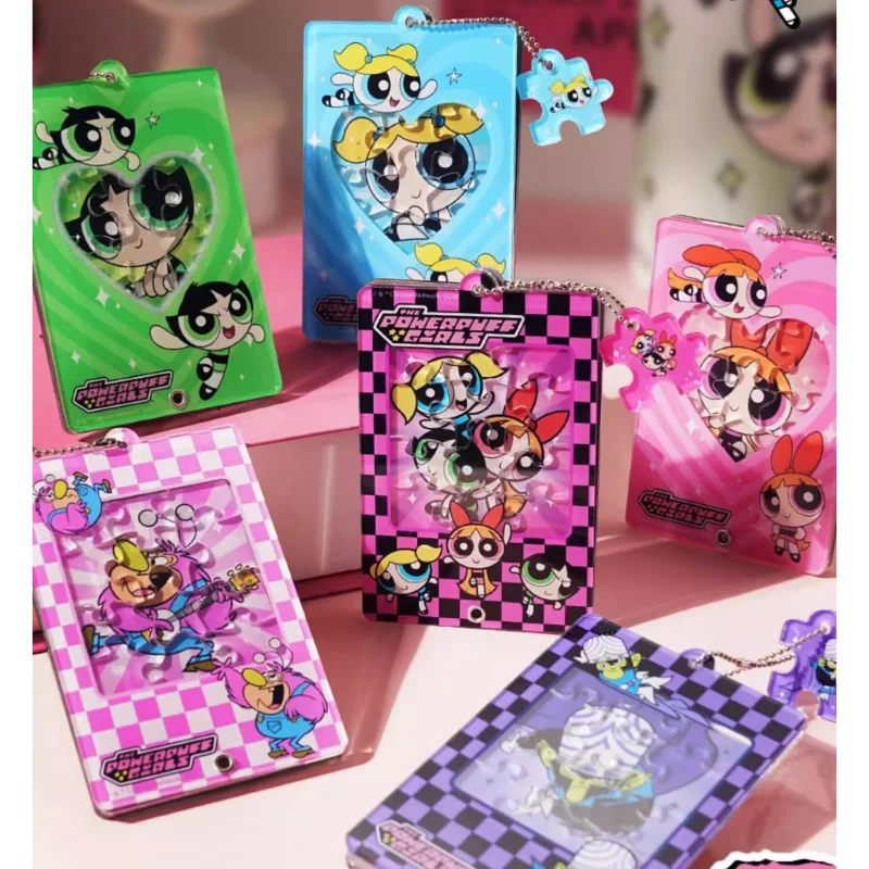 The Powerpuff Girls Mirror Photo Frame Pendant 3-In-1 Blind Box Blossom Bubbles Buttercup Decompression Toy Girl Creative Gift