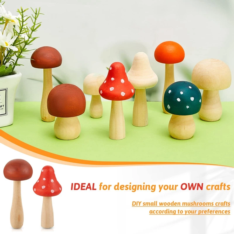 فطر خشبي غير مكتمل للفنون والحرف اليدوية ، مشاريع غير مطلية ، أحجام كبيرة ، 10 قطعة