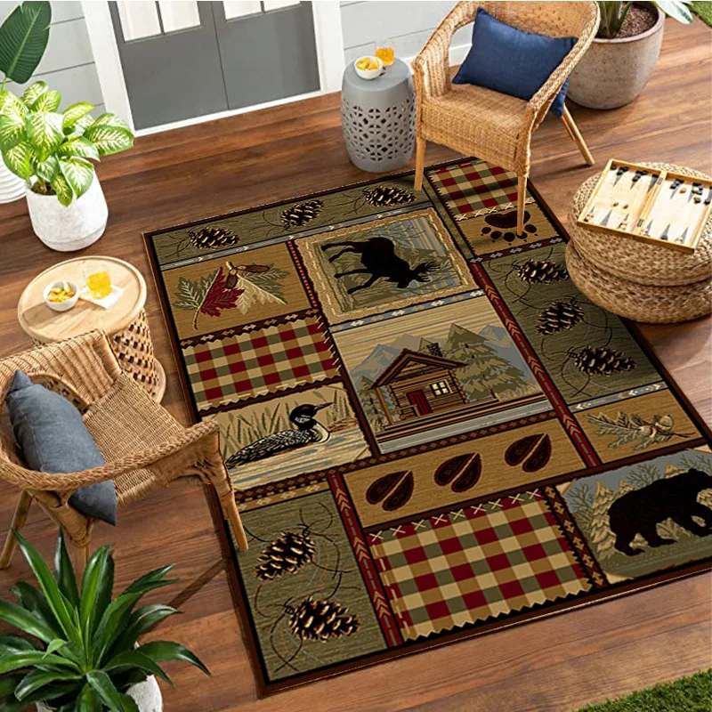 

Nordic Retro Animals Living Room Rug American Country Bedroom Bedside Rug Hotel Floor Mat Living Room Decoration Play Mats