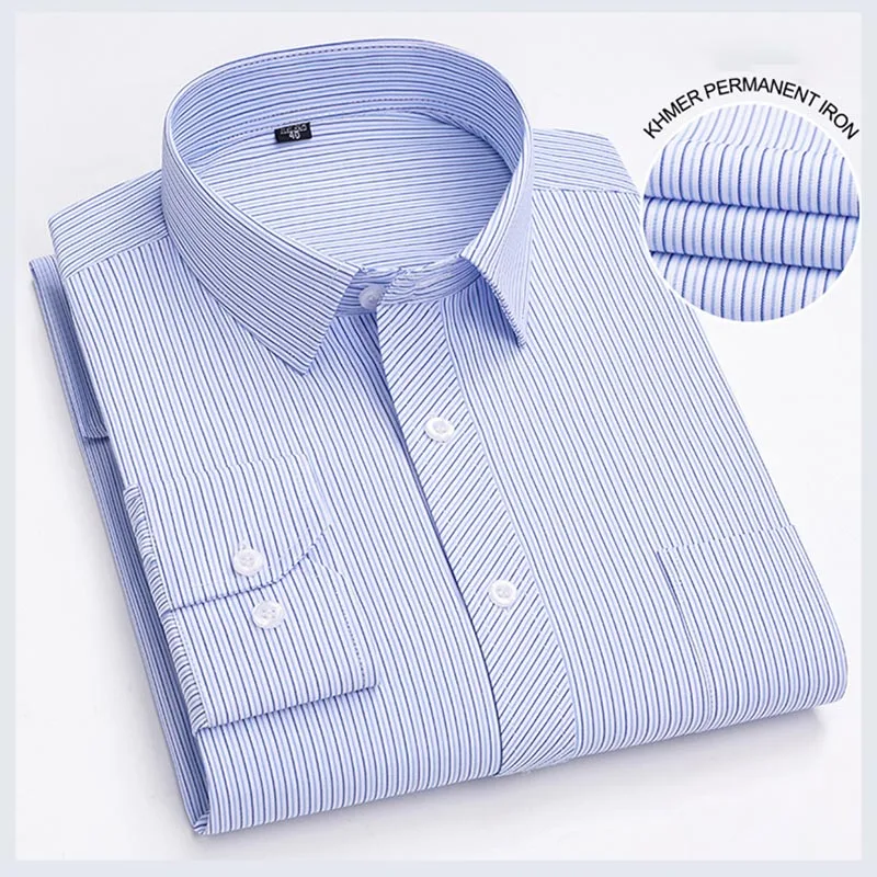 Men Strip Plaid Shirt Casual Long Sleeve Print Dress Shirt for Man Business Formal Slim Fit Autumn Comfortable Workwear For Male
