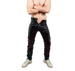 Sexy men's shiny leather pants Dancing Trousers bar and nightclub stage performances