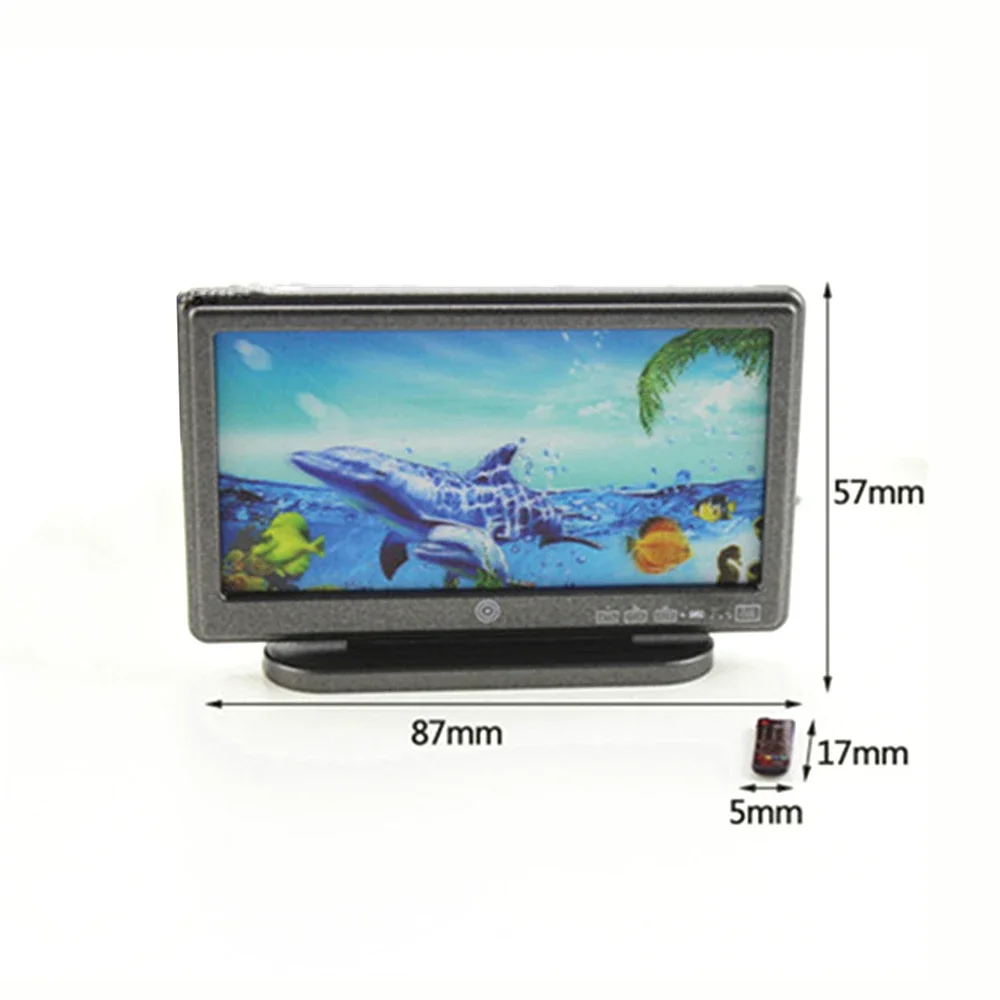 1/12 Dollhouse Miniature เรซิ่นโทรทัศน์พร้อมรีโมทคอนโทรลมินิทีวีของเล่นตุ๊กตาอุปกรณ์ House ตกแต่ง