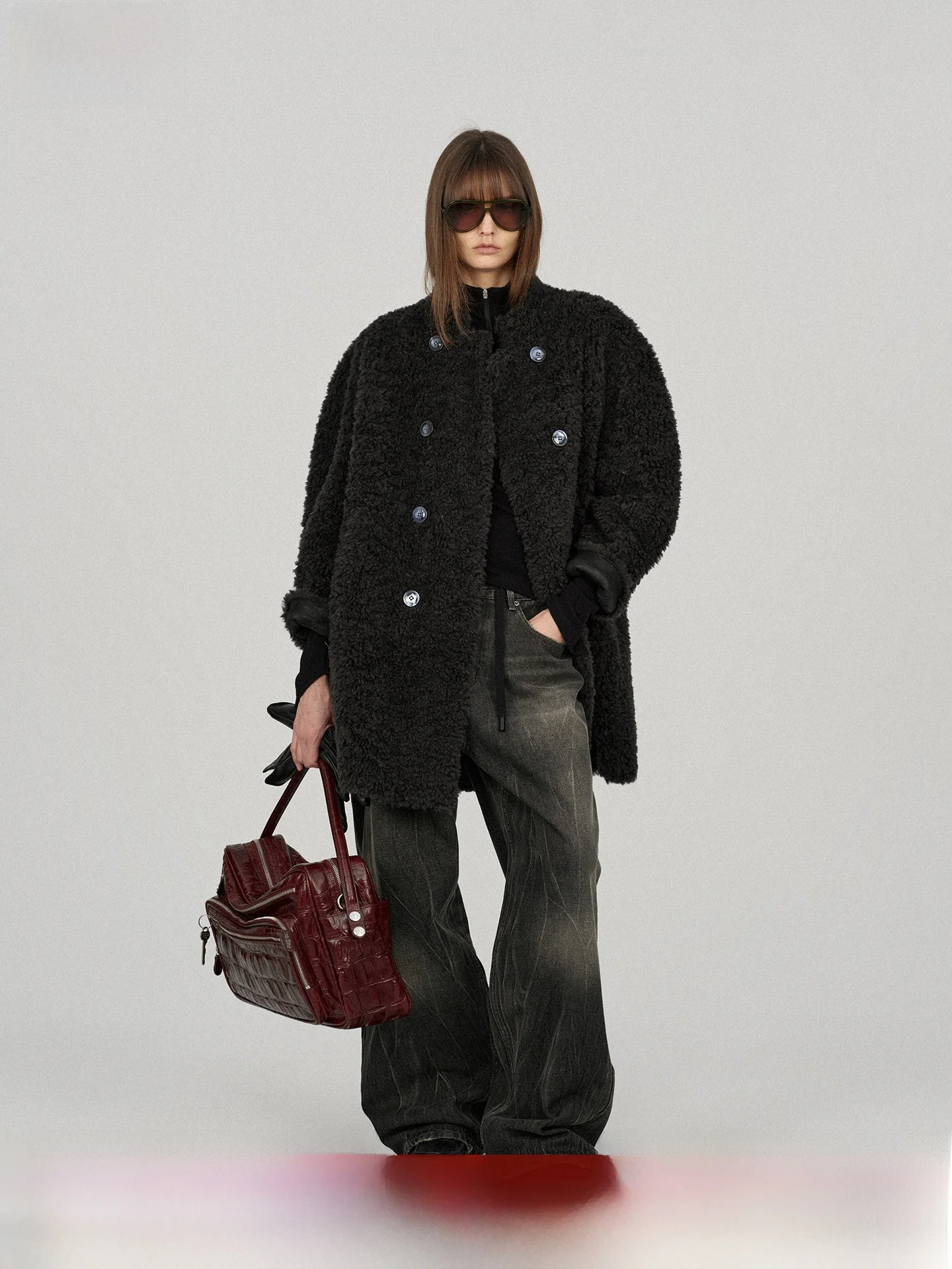 

Джинсы Acense Studio с широкими штанинами, с эффектом хлопка, с вышивкой в виде ветвей дерева, повседневные, с завышенной талией