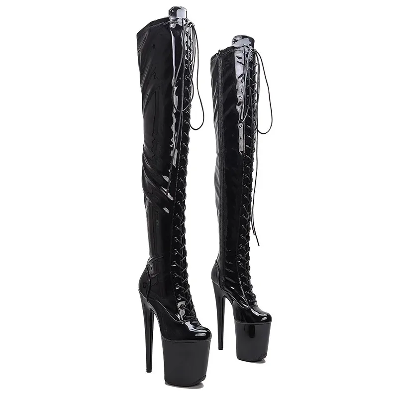 LAIJIANJINXIA-Bottes Modernes au-dessus du Genou pour Femme, Chaussures de Pole Dance, Plateforme Supérieure en PU, Talons Hauts de ix, 20cm, 8 Pouces, Nouveau, 250