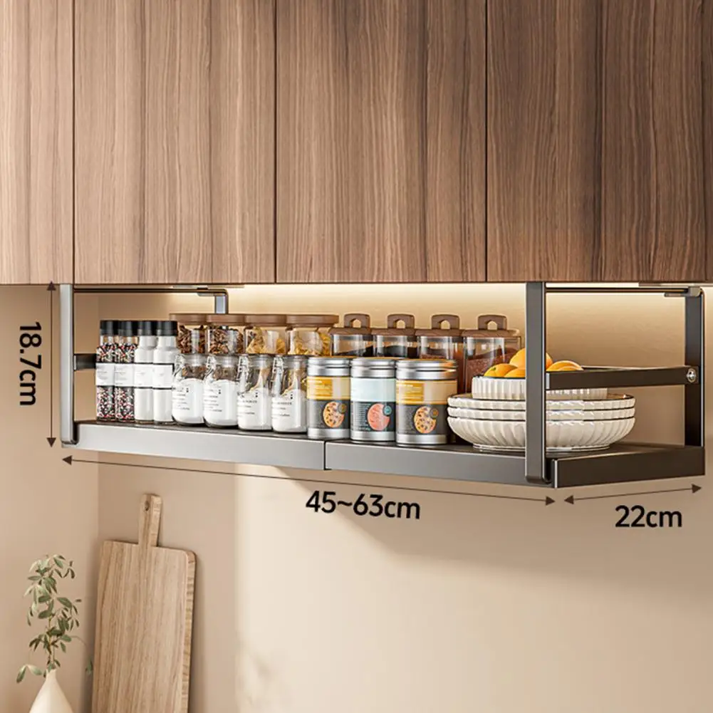 Tool-free Cabinet Shelf Stainless Steel Expandable under Shelf Storage Rack for Kitchen Pantry Organization Punch-free Hanging