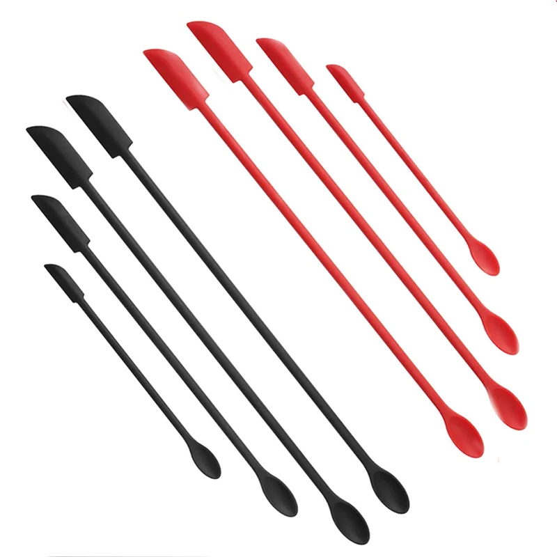 4PCS Silicone Spatula Tool Mini Jam Spatula Dual-Ended Scraper Beauty With Spoon For Kitchen Jars Butter Cream Cosmetic Bottles